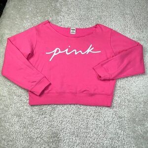Victoria's Secret Pink Cropped Sweatshirt Hot Pink